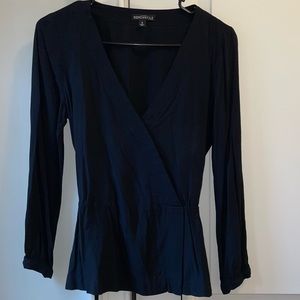 J. crew factory black long sleeve top with tie detail size 2 in great condition